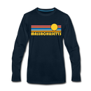 Massachusetts Long Sleeve T-Shirt - Retro Sunrise Unisex Massachusetts Long Sleeve Shirt - deep navy