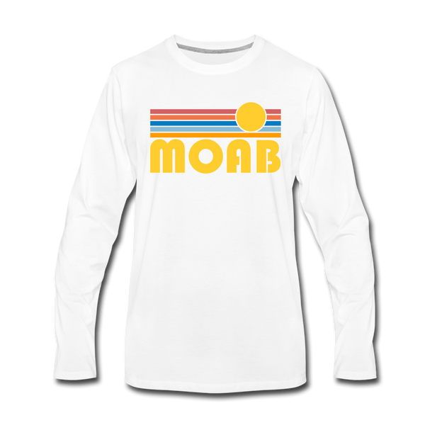 Moab, Utah Long Sleeve T-Shirt - Retro Sunrise Unisex Moab Long Sleeve Shirt - white