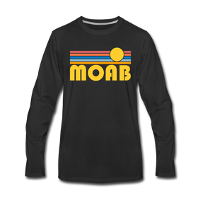 Moab, Utah Long Sleeve T-Shirt - Retro Sunrise Unisex Moab Long Sleeve Shirt - black