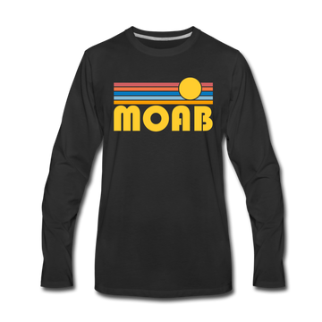 Moab, Utah Long Sleeve T-Shirt - Retro Sunrise Unisex Moab Long Sleeve Shirt - black