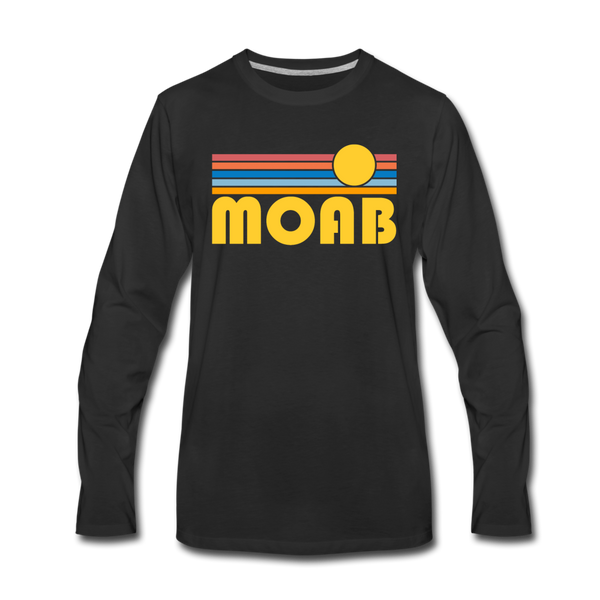 Moab, Utah Long Sleeve T-Shirt - Retro Sunrise Unisex Moab Long Sleeve Shirt - black