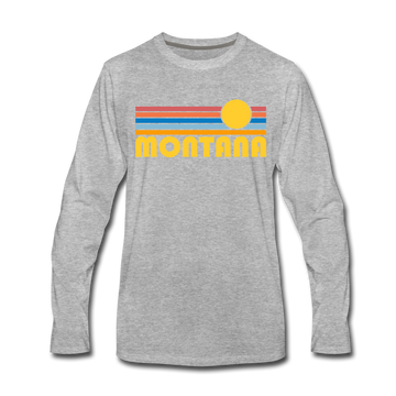 Montana Long Sleeve T-Shirt - Retro Sunrise Unisex Montana Long Sleeve Shirt - heather gray