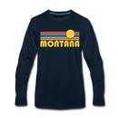 Montana Long Sleeve T-Shirt - Retro Sunrise Unisex Montana Long Sleeve Shirt - deep navy