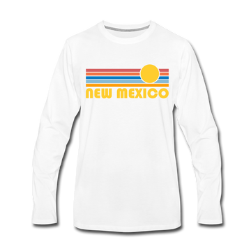 New Mexico Long Sleeve T-Shirt - Retro Sunrise Unisex New Mexico Long Sleeve Shirt - white