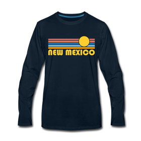 New Mexico Long Sleeve T-Shirt - Retro Sunrise Unisex New Mexico Long Sleeve Shirt - deep navy