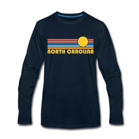 North Carolina Long Sleeve T-Shirt - Retro Sunrise Unisex North Carolina Long Sleeve Shirt - deep navy