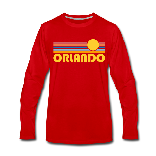 Orlando, Florida Long Sleeve T-Shirt - Retro Sunrise Unisex Orlando Long Sleeve Shirt - red