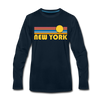 New York, New York Long Sleeve T-Shirt - Retro Sunrise Unisex New York Long Sleeve Shirt - deep navy