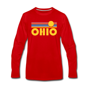 Ohio Long Sleeve T-Shirt - Retro Sunrise Unisex Ohio Long Sleeve Shirt - red