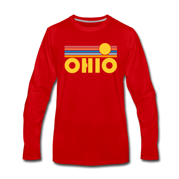 Ohio Long Sleeve T-Shirt - Retro Sunrise Unisex Ohio Long Sleeve Shirt - red