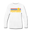 Portland, Oregon Long Sleeve T-Shirt - Retro Sunrise Unisex Portland Long Sleeve Shirt - white