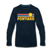 Portland, Oregon Long Sleeve T-Shirt - Retro Sunrise Unisex Portland Long Sleeve Shirt - deep navy