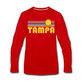 Tampa, Florida Long Sleeve T-Shirt - Retro Sunrise Unisex Tampa Long Sleeve Shirt - red