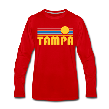 Tampa, Florida Long Sleeve T-Shirt - Retro Sunrise Unisex Tampa Long Sleeve Shirt - red