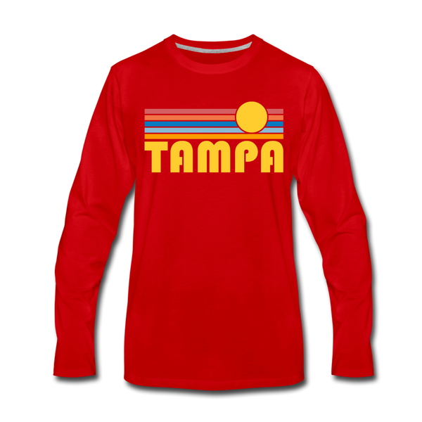 Tampa, Florida Long Sleeve T-Shirt - Retro Sunrise Unisex Tampa Long Sleeve Shirt - red