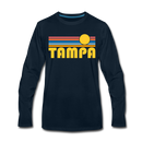 Tampa, Florida Long Sleeve T-Shirt - Retro Sunrise Unisex Tampa Long Sleeve Shirt - deep navy