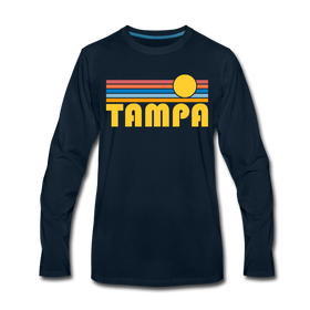 Tampa, Florida Long Sleeve T-Shirt - Retro Sunrise Unisex Tampa Long Sleeve Shirt - deep navy