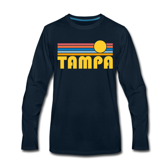 Tampa, Florida Long Sleeve T-Shirt - Retro Sunrise Unisex Tampa Long Sleeve Shirt - deep navy