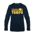 Tampa, Florida Long Sleeve T-Shirt - Retro Sunrise Unisex Tampa Long Sleeve Shirt - deep navy