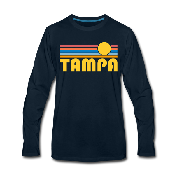 Tampa, Florida Long Sleeve T-Shirt - Retro Sunrise Unisex Tampa Long Sleeve Shirt - deep navy
