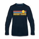 Sanibel Island, Florida Long Sleeve T-Shirt - Retro Sunrise Unisex Sanibel Island Long Sleeve Shirt - deep navy