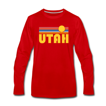 Utah Long Sleeve T-Shirt - Retro Sunrise Unisex Utah Long Sleeve Shirt - red