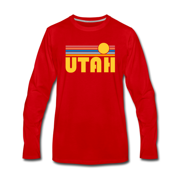 Utah Long Sleeve T-Shirt - Retro Sunrise Unisex Utah Long Sleeve Shirt - red