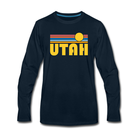 Utah Long Sleeve T-Shirt - Retro Sunrise Unisex Utah Long Sleeve Shirt - deep navy