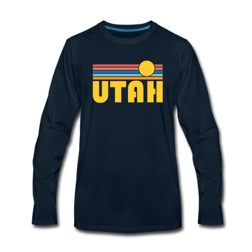 Utah Long Sleeve T-Shirt - Retro Sunrise Unisex Utah Long Sleeve Shirt - deep navy