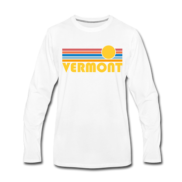 Vermont Long Sleeve T-Shirt - Retro Sunrise Unisex Vermont Long Sleeve Shirt - white