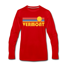 Vermont Long Sleeve T-Shirt - Retro Sunrise Unisex Vermont Long Sleeve Shirt - red