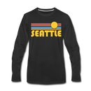Seattle, Washington Long Sleeve T-Shirt - Retro Sunrise Unisex Seattle Long Sleeve Shirt - black
