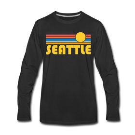 Seattle, Washington Long Sleeve T-Shirt - Retro Sunrise Unisex Seattle Long Sleeve Shirt - black