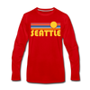Seattle, Washington Long Sleeve T-Shirt - Retro Sunrise Unisex Seattle Long Sleeve Shirt - red