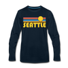 Seattle, Washington Long Sleeve T-Shirt - Retro Sunrise Unisex Seattle Long Sleeve Shirt - deep navy