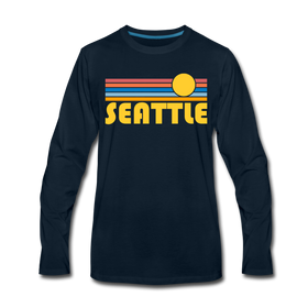 Seattle, Washington Long Sleeve T-Shirt - Retro Sunrise Unisex Seattle Long Sleeve Shirt