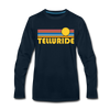 Telluride, Colorado Long Sleeve T-Shirt - Retro Sunrise Unisex Telluride Long Sleeve Shirt - deep navy