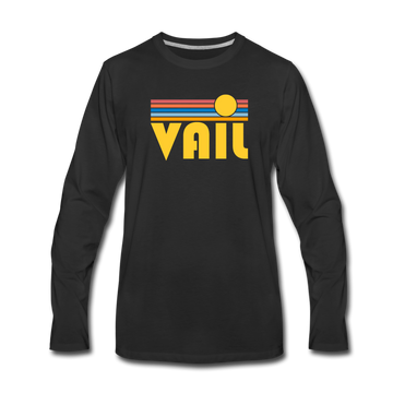 Vail, Colorado Long Sleeve T-Shirt - Retro Sunrise Unisex Vail Long Sleeve Shirt - black