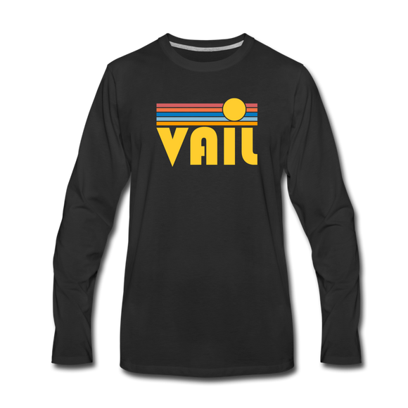 Vail, Colorado Long Sleeve T-Shirt - Retro Sunrise Unisex Vail Long Sleeve Shirt - black
