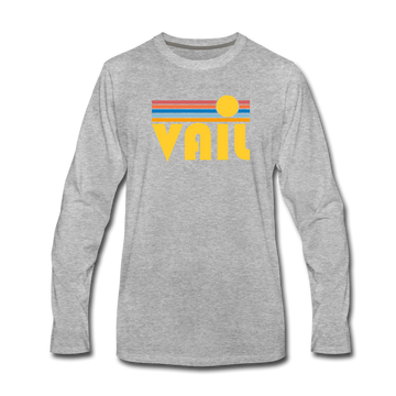 Vail, Colorado Long Sleeve T-Shirt - Retro Sunrise Unisex Vail Long Sleeve Shirt - heather gray