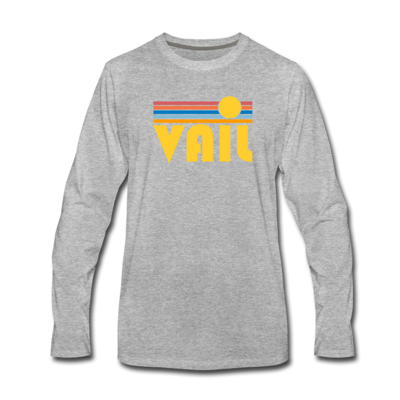 Vail, Colorado Long Sleeve T-Shirt - Retro Sunrise Unisex Vail Long Sleeve Shirt - heather gray