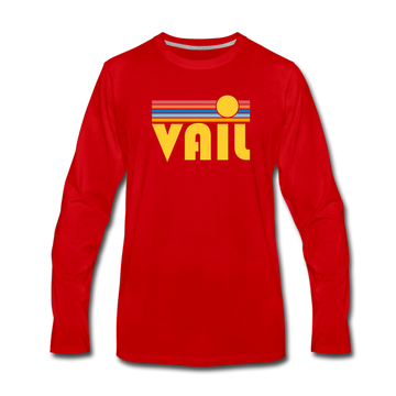 Vail, Colorado Long Sleeve T-Shirt - Retro Sunrise Unisex Vail Long Sleeve Shirt - red