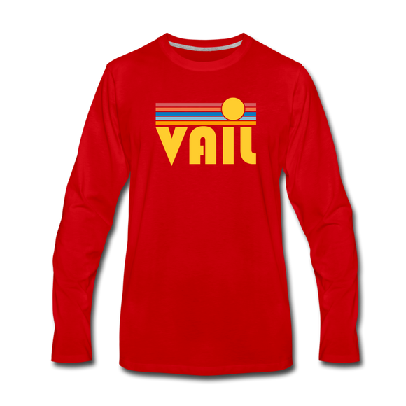 Vail, Colorado Long Sleeve T-Shirt - Retro Sunrise Unisex Vail Long Sleeve Shirt - red