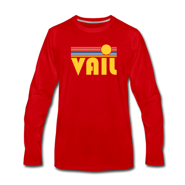 Vail, Colorado Long Sleeve T-Shirt - Retro Sunrise Unisex Vail Long Sleeve Shirt - red