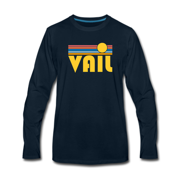 Vail, Colorado Long Sleeve T-Shirt - Retro Sunrise Unisex Vail Long Sleeve Shirt - deep navy