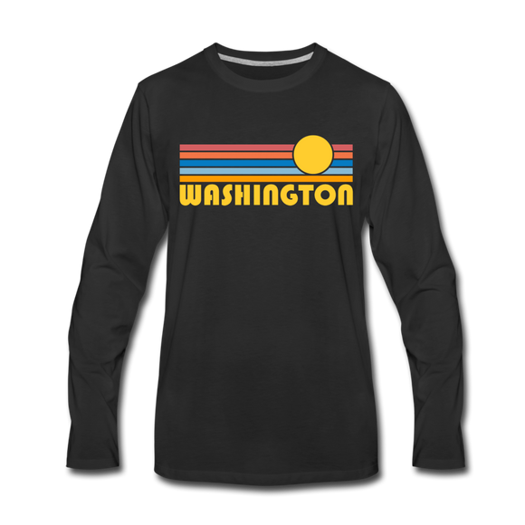 Washington Long Sleeve T-Shirt - Retro Sunrise Unisex Washington Long Sleeve Shirt - black