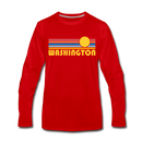 Washington Long Sleeve T-Shirt - Retro Sunrise Unisex Washington Long Sleeve Shirt - red