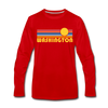 Washington Long Sleeve T-Shirt - Retro Sunrise Unisex Washington Long Sleeve Shirt - red
