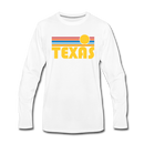 Texas Long Sleeve T-Shirt - Retro Sunrise Unisex Texas Long Sleeve Shirt - white