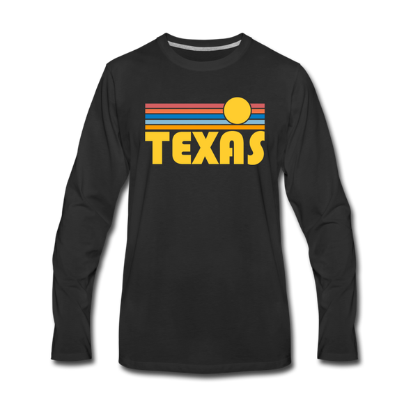 Texas Long Sleeve T-Shirt - Retro Sunrise Unisex Texas Long Sleeve Shirt - black